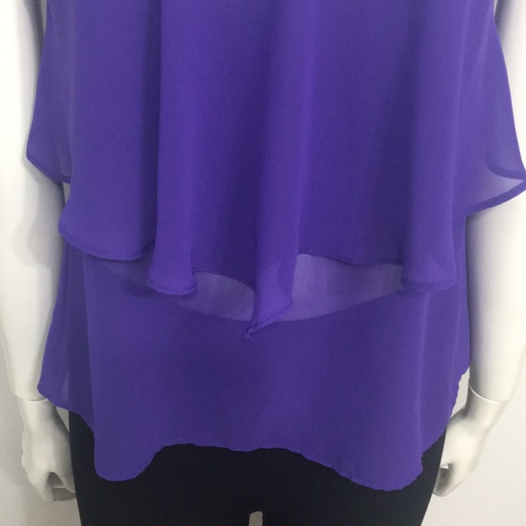 Honey Punch Sheer Layered Purple Tank Top Small - Picture 3 of 5